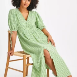 Green Gingham Midaxi Dress 24R