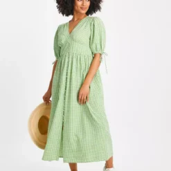 Green Gingham Midaxi Dress 12R -Chic Elixir Sales Store tuc143682715 Green R Z002A
