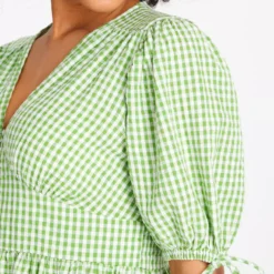 Green Gingham Midaxi Dress 12R -Chic Elixir Sales Store tuc143682715 Green R Z003A