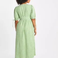 Green Gingham Midaxi Dress 12R -Chic Elixir Sales Store tuc143682715 Green R Z004A