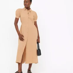 Stone Linen Midaxi Shirt Dress 18