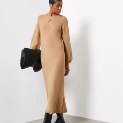 For All The Love Camel Keyhole Knit Midaxi Dress 18 -Chic Elixir Sales Store tuc143711205 Camel R Z001A