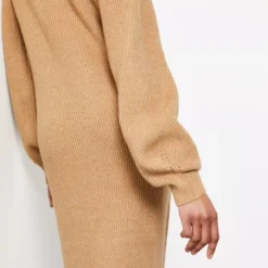 For All The Love Camel Keyhole Knit Midaxi Dress 18
