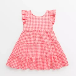 Neon Pink Gingham Dress 1-2 Years