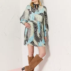 EVERBELLE Patched Print Pleated Mini Dress 22 -Chic Elixir Sales Store tuc143737392 Multi20Coloured R Z003A