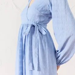 EVERBELLE Woven Check Wrap Midi Dress 20