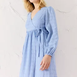 EVERBELLE Woven Check Wrap Midi Dress 8 -Chic Elixir Sales Store tuc143739531 Blue R Z003A 1