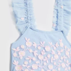 Blue Embroidered Tulle Dress 1-2 Years
