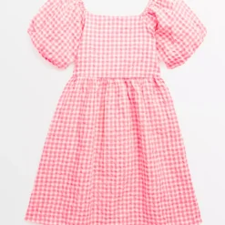 Neon Pink Woven Gingham Dress 9 Years -Chic Elixir Sales Store tuc143750247 Pink R Z001A 4