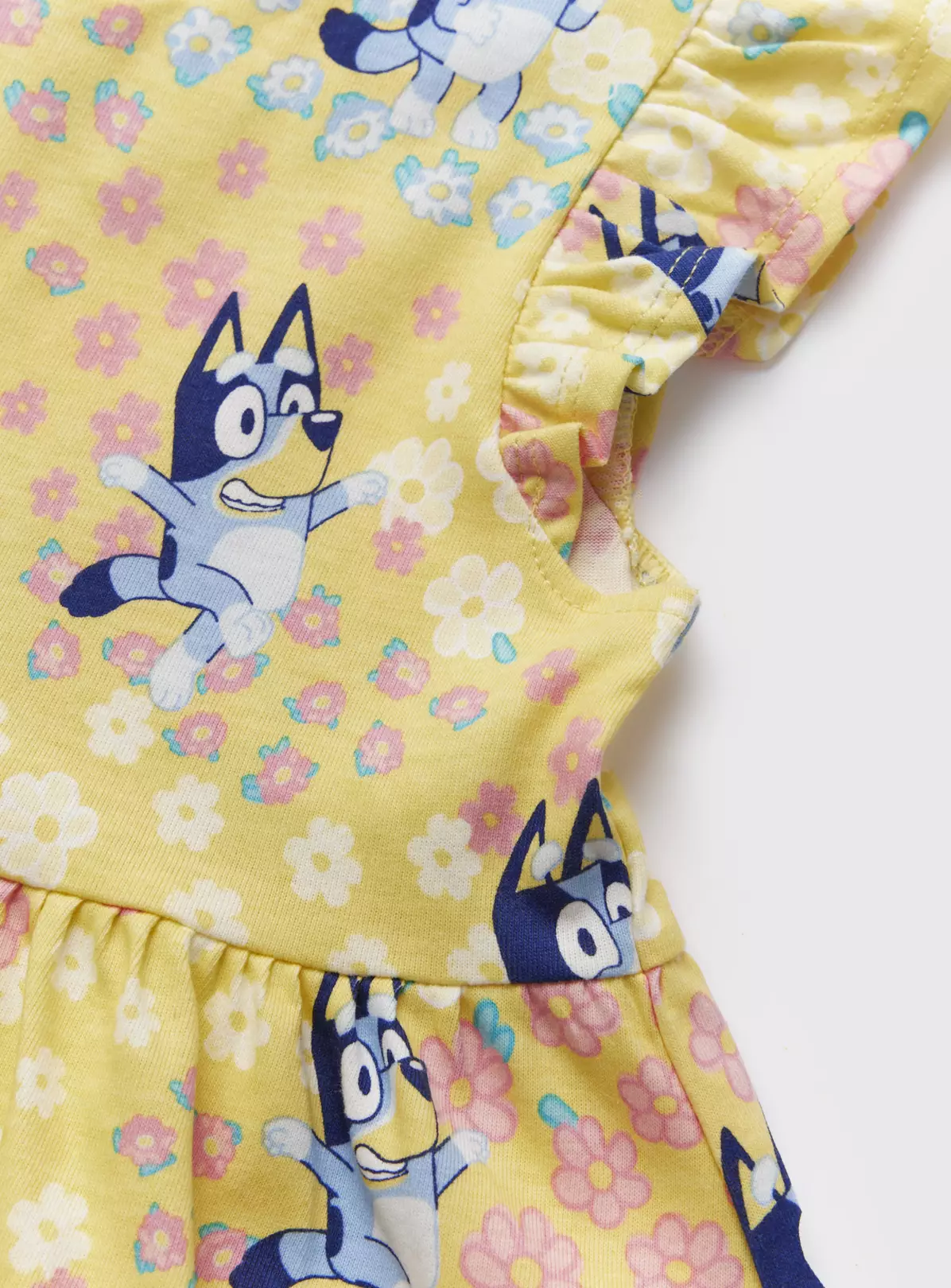 Bluey Jersey Yellow Short Sleeve Dress 1-2 Years 3 Bluey Jersey Yellow Short Sleeve Dress 1-2 Years