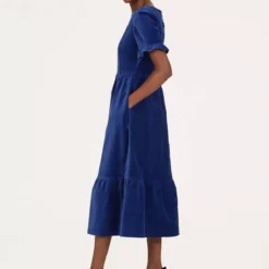 THOUGHT Alleegra Organic Cotton Velvet Midi Dress 16 -Chic Elixir Sales Store tuc143792842 Blue R Z003A