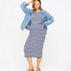 MATERNITY Nursing Stripe Sleeveless Ribbed Dress 22