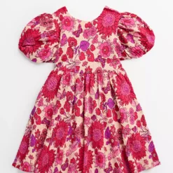 Pink Floral Bloom Woven Short Sleeve Dress 11 Years -Chic Elixir Sales Store tuc143860016 Pink R Z001A 1