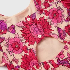 Pink Floral Bloom Woven Short Sleeve Dress 7 Years