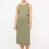 MATERNITY Nursing Khaki Sleeveless Ribbed Dress 14