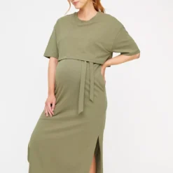 MATERNITY Khaki Nursing T-Shirt Dress 20 7 MATERNITY Khaki Nursing T-Shirt Dress 20 -Chic Elixir Sales Store tuc143924593 Khaki R Z001A