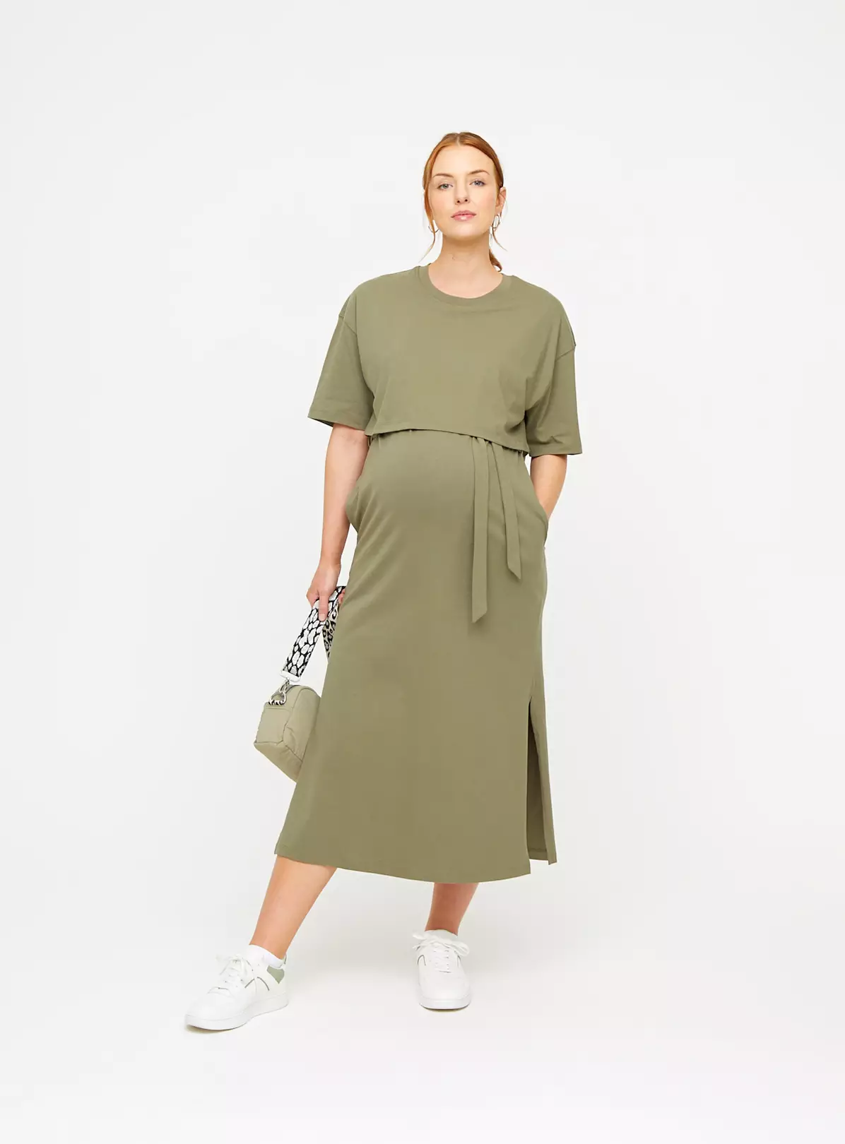 MATERNITY Khaki Nursing T-Shirt Dress 20 5 MATERNITY Khaki Nursing T-Shirt Dress 20 - Image 3