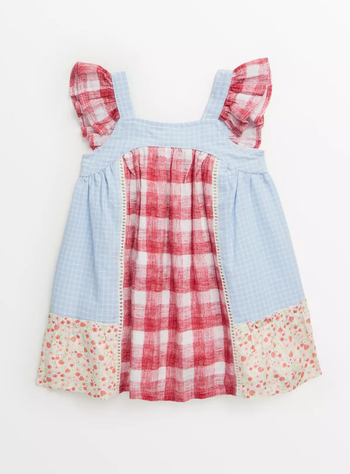 Patchwork Check Frill Sleeve Dress Up To 3 Mths 3 Patchwork Check Frill Sleeve Dress Up To 3 Mths