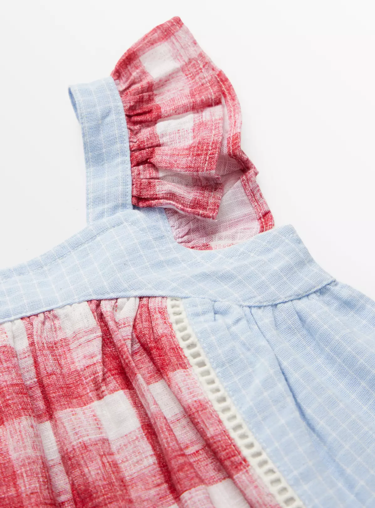 Patchwork Check Frill Sleeve Dress Up To 3 Mths 4 Patchwork Check Frill Sleeve Dress Up To 3 Mths - Image 2