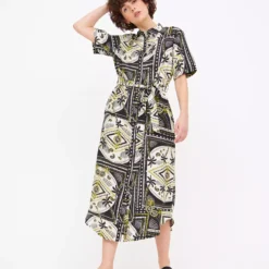 Resort Palm Print Midaxi Shirt Dress 14L 8 Resort Palm Print Midaxi Shirt Dress 14L -Chic Elixir Sales Store tuc143938266 Multi20Coloured R Z001A