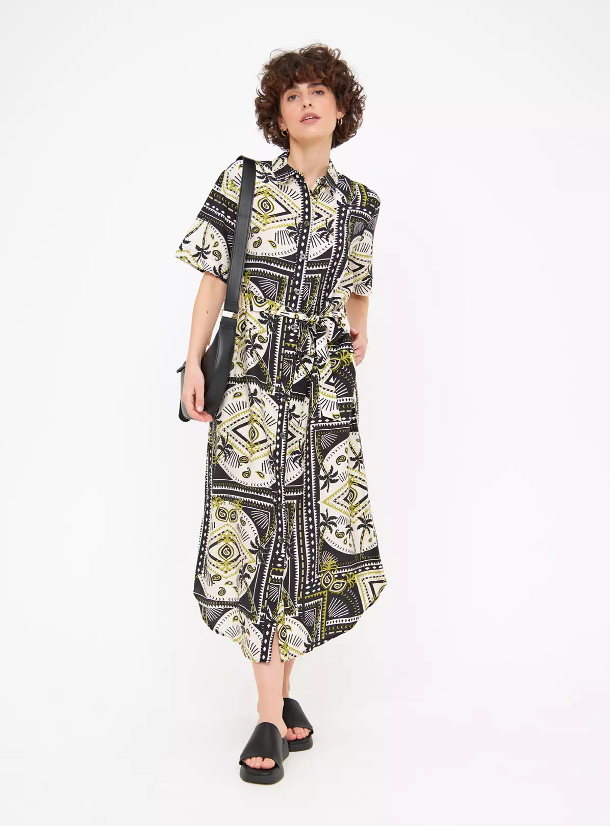 Resort Palm Print Midaxi Shirt Dress 14L 4 Resort Palm Print Midaxi Shirt Dress 14L - Image 2