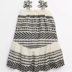 Monochrome Aztec Print Woven Dress 12 Years