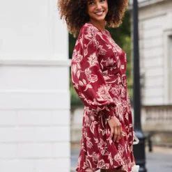 SOSANDAR Belted Ruffle Fit And Flare Mini Dress 10