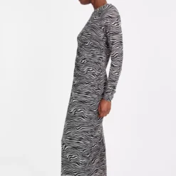 Zebra Print Ruched Mesh Midaxi Dress 22 -Chic Elixir Sales Store tuc144058332 Mono R Z002A 1