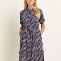 BRAKEBURN Flowing Dots Shirt Dress 18 -Chic Elixir Sales Store tuc144066017 Navy R Z001A