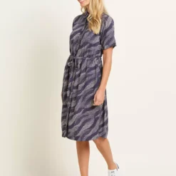 BRAKEBURN Flowing Dots Shirt Dress 18 -Chic Elixir Sales Store tuc144066017 Navy R Z004A