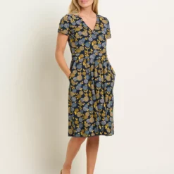 BRAKEBURN Luna Wrap Dress 14 -Chic Elixir Sales Store tuc144107229 Navy R Z004A