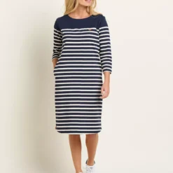 BRAKEBURN West Bay Stripe Dress 12 -Chic Elixir Sales Store tuc144107755 Navy R Z004A