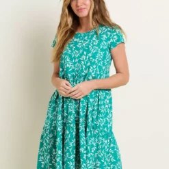 BRAKEBURN Bamboo Leaves Tiered Dress 18 -Chic Elixir Sales Store tuc144109347 Green R Z001A
