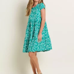 BRAKEBURN Bamboo Leaves Tiered Dress 14