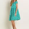 BRAKEBURN Bamboo Leaves Tiered Dress 18 -Chic Elixir Sales Store tuc144109347 Green R Z004A