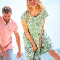 BRAKEBURN Bamboo Leaves Tiered Dress 18 -Chic Elixir Sales Store tuc144109347 Green R Z005A