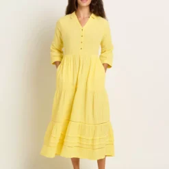 BRAKEBURN Yellow Erica Maxi Dress 14 -Chic Elixir Sales Store tuc144110006 Yellow R Z001A