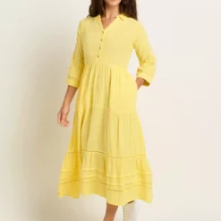 BRAKEBURN Yellow Erica Maxi Dress 14 -Chic Elixir Sales Store tuc144110006 Yellow R Z004A