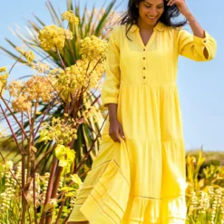 BRAKEBURN Yellow Erica Maxi Dress 14