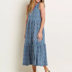 BRAKEBURN Brushed Camo Notch Maxi Dress 16