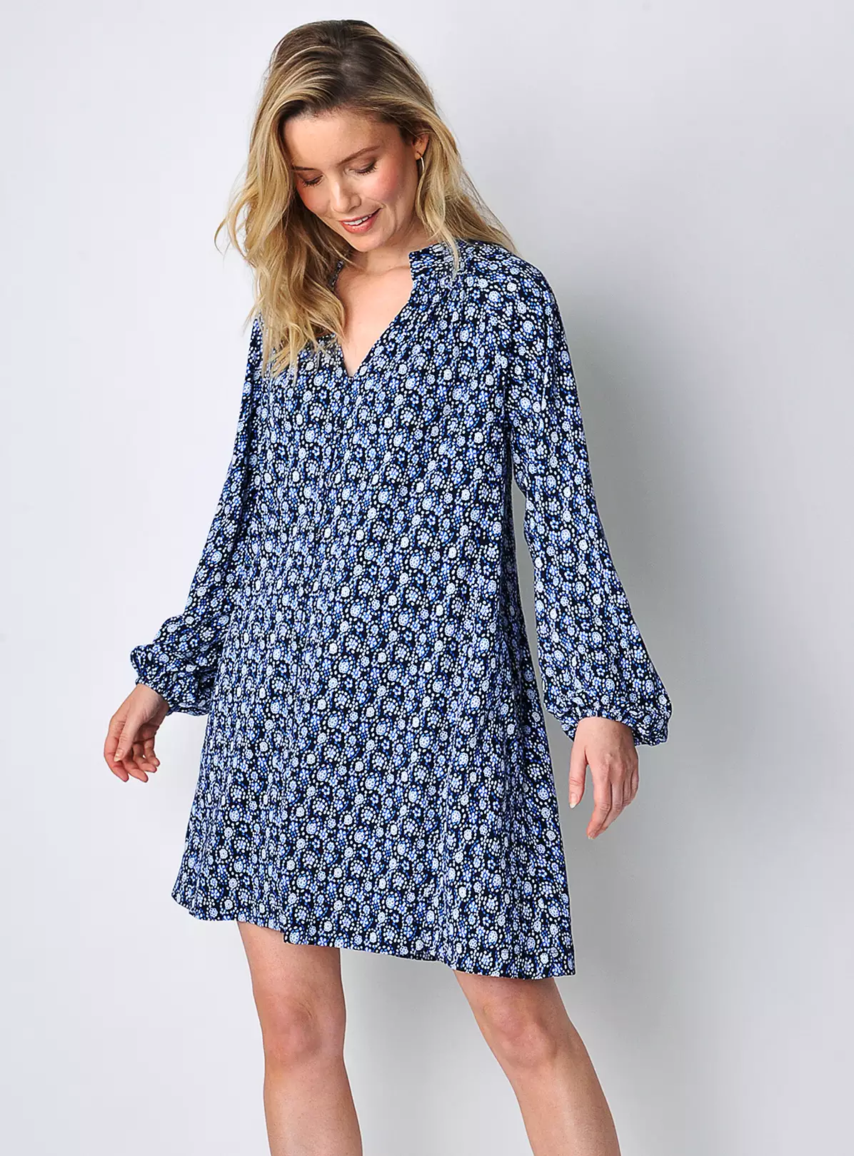 BURGS Sands Womens Button Front Mini Swing Dress Navy 8 7 BURGS Sands Womens Button Front Mini Swing Dress Navy 8 - Image 5