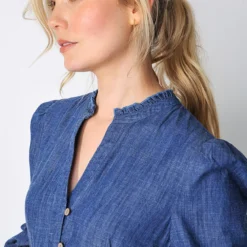 BURGS Valley Dress Womens Midi Dress With Frill Detail And Large Pockets 16 -Chic Elixir Sales Store tuc144151086 Blue R Z003A 1