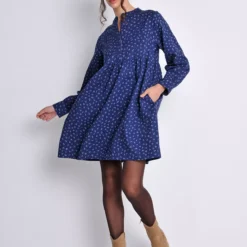 BURGS Buckland Printed Smock Dress 18 -Chic Elixir Sales Store tuc144151211 Navy R Z001A