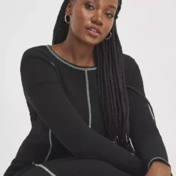 SIMPLY BE Long Sleeve Exposed Seam Midaxi Dress 14 -Chic Elixir Sales Store tuc144160935 Black R Z003A