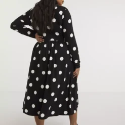 SIMPLY BE Mono Spot Supersoft Midi Dress 20