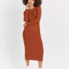 Chestnut Bubble Textured Column Dress 18 -Chic Elixir Sales Store tuc144172696 Chestnut R Z001A