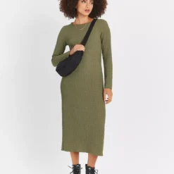 Khaki Bubble Textured Column Dress 16 -Chic Elixir Sales Store tuc144172805 Khaki R Z001A