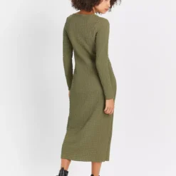 Khaki Bubble Textured Column Dress 16 -Chic Elixir Sales Store tuc144172805 Khaki R Z004A