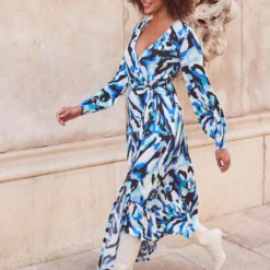 SOSANDAR Butterfly Print Wrap Midi Dress 10 -Chic Elixir Sales Store tuc144174931 Multi20Coloured R Z001A