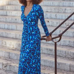 SOSANDAR Blue Animal V Neck Fit And Flare Dress 20 10 SOSANDAR Blue Animal V Neck Fit And Flare Dress 20 -Chic Elixir Sales Store tuc144175627 Multi20Coloured R Z001A